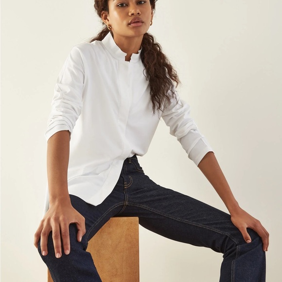 Aday Something Borrowed Blouse Button Down Shirt White L - Picture 3 of 9